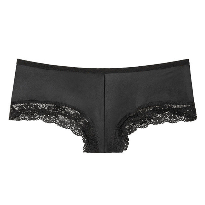 Sexy Unterwäsche aus Seide mit Spitzenbesatz, dünne Seiden-Skating-Unterhose