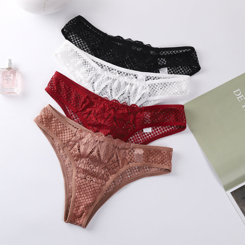 Culotte Femme en Dentelle Transparente Découpée