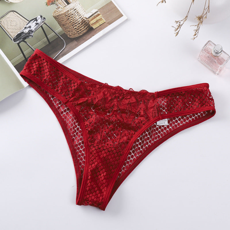 Culotte Femme en Dentelle Transparente Découpée