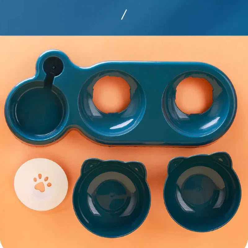 3-in-1 Erhöhtes Katzennapf-Set mit Wasserspender