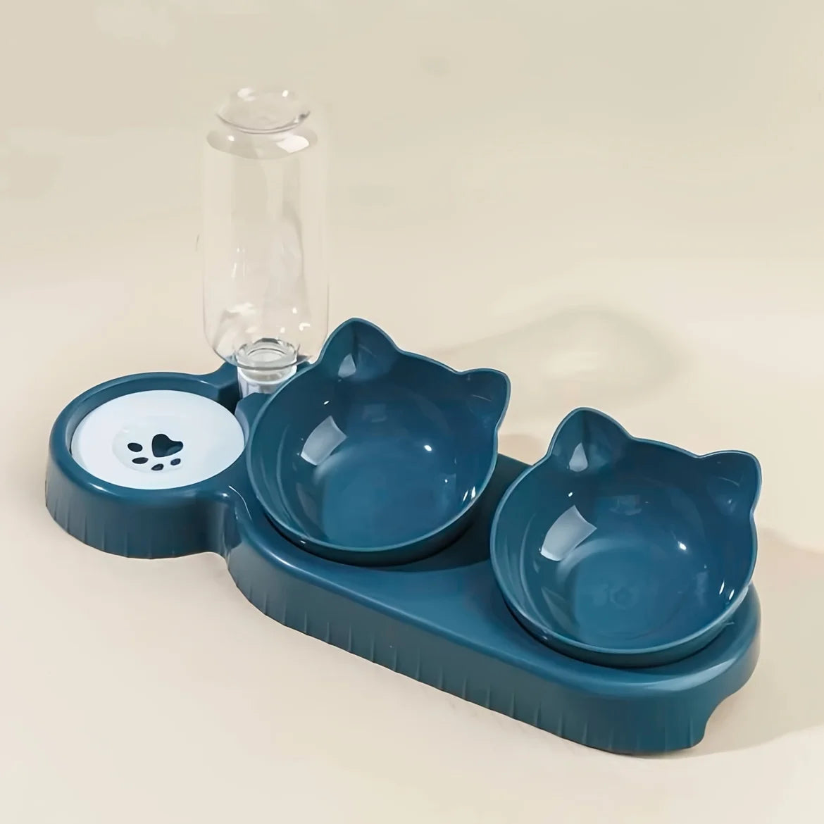 3-in-1 Erhöhtes Katzennapf-Set mit Wasserspender