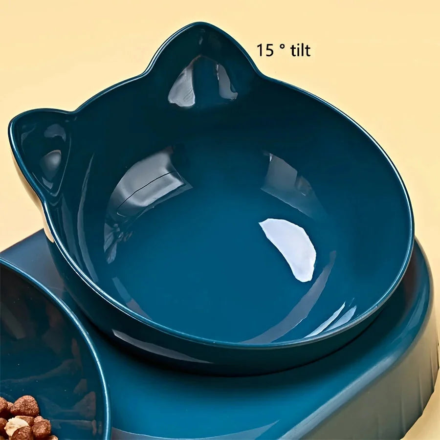 3-in-1 Erhöhtes Katzennapf-Set mit Wasserspender