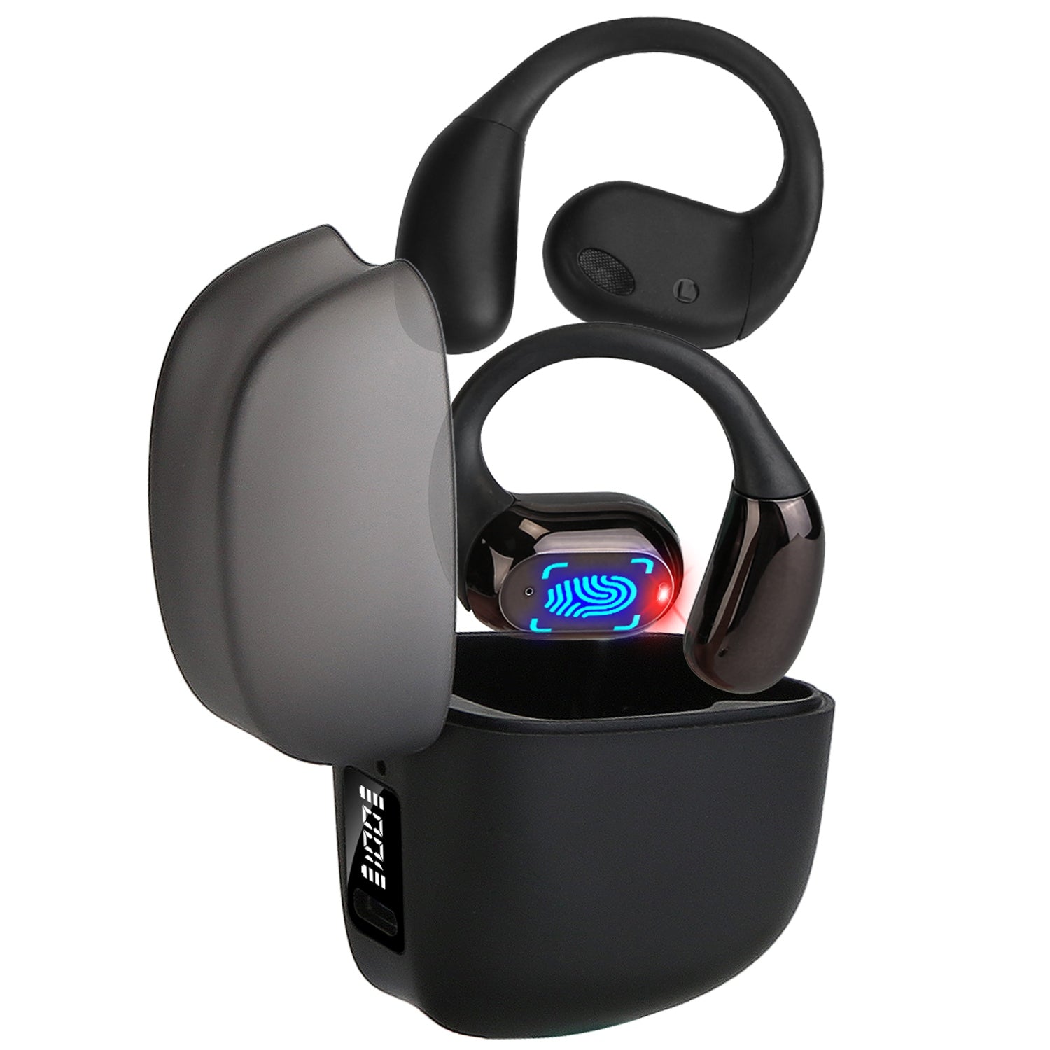 1 Satz kabellose V5.4 Open-Ear-Ohrhörer mit Ohrbügel, LED-Display-Ladecase, IPX5 wasserdicht, 300 Std. Standby-Zeit, Touch-Steuerung, Stereo-Sportkopfhörer für Training und Laufen