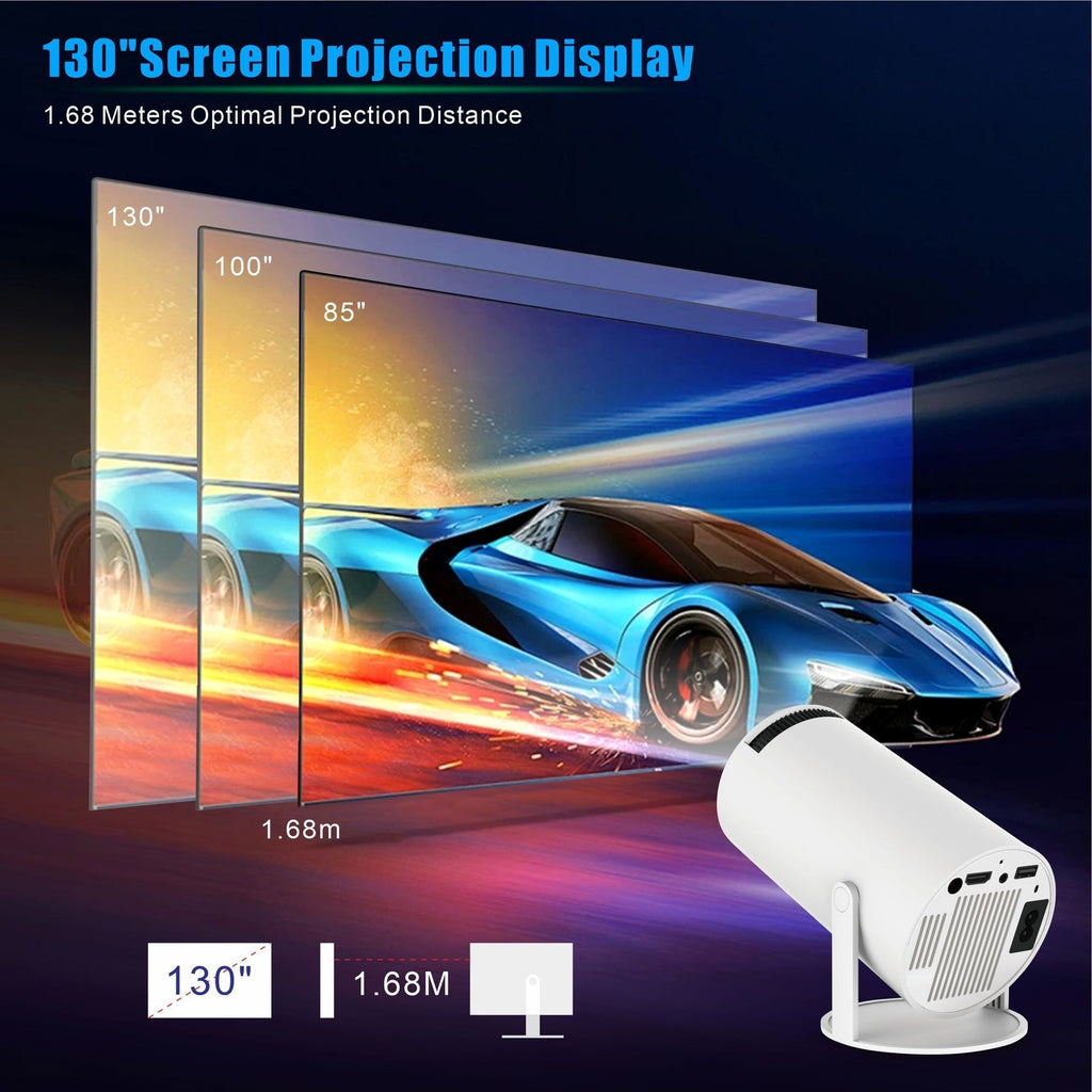 HY300 Pro Premium Smarter Tragbarer Projektor – Dual-Band Wi-Fi 6, Bluetooth 5.0, Automatische Trapezkorrektur & 180° Einstellbarer Winkel für Heimkino