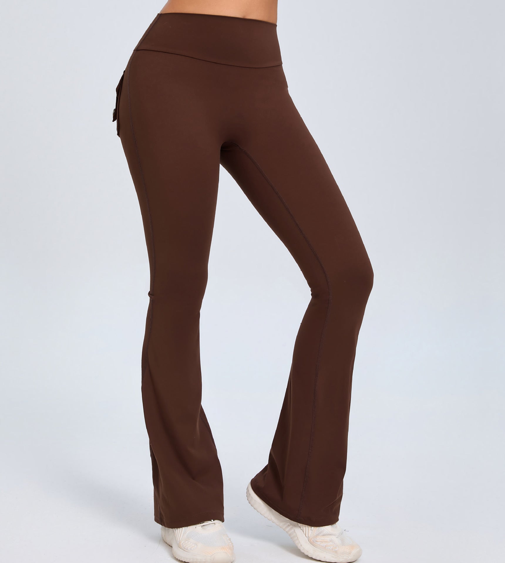 Yoga-Fitness-Hosen mit Schlag und Taschen, Ins Fashion, schmale hohe Taille, Sporthosen, Scrunch Butt Booty Workout Lifting Leggings