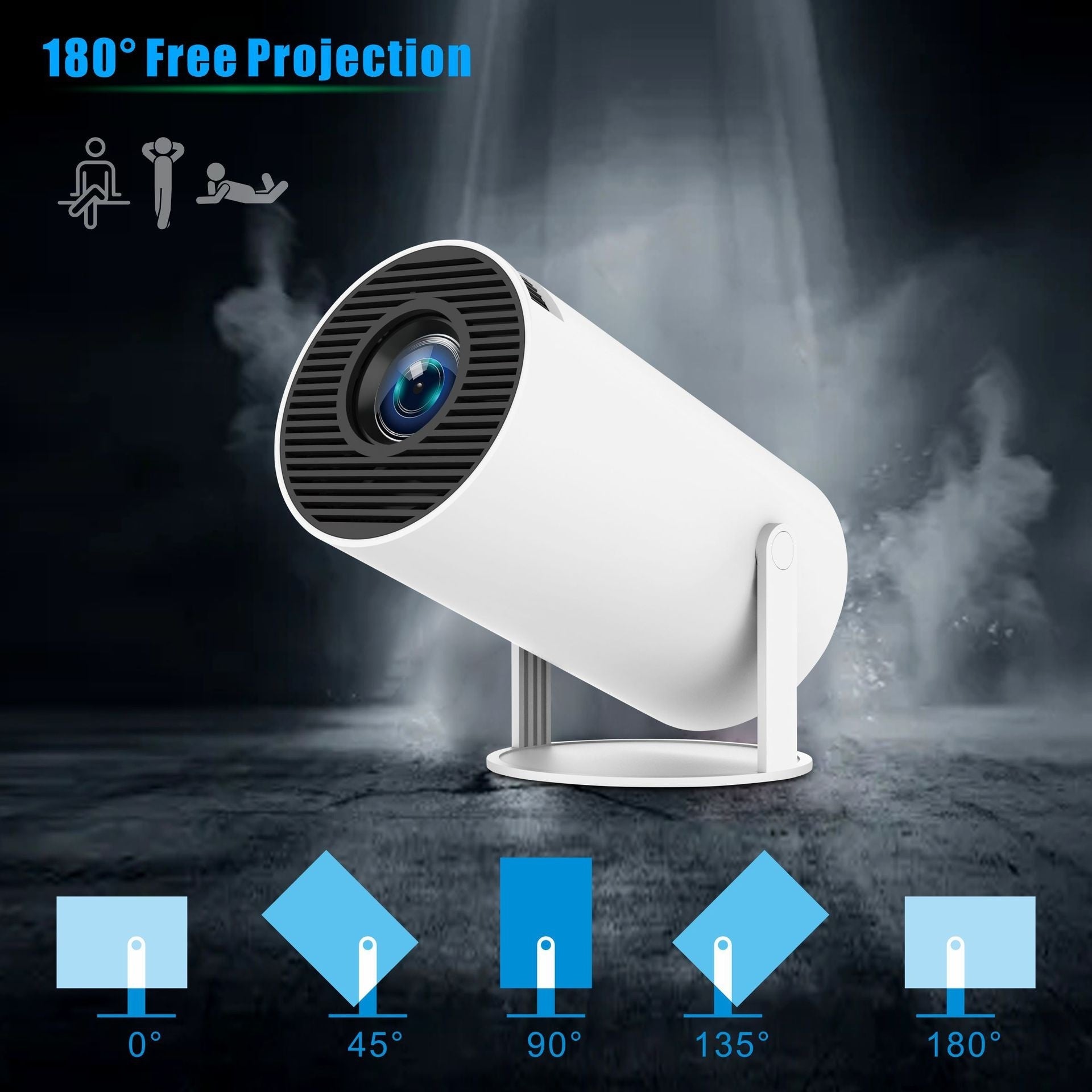 HY300 Pro Premium Smarter Tragbarer Projektor – Dual-Band Wi-Fi 6, Bluetooth 5.0, Automatische Trapezkorrektur & 180° Einstellbarer Winkel für Heimkino