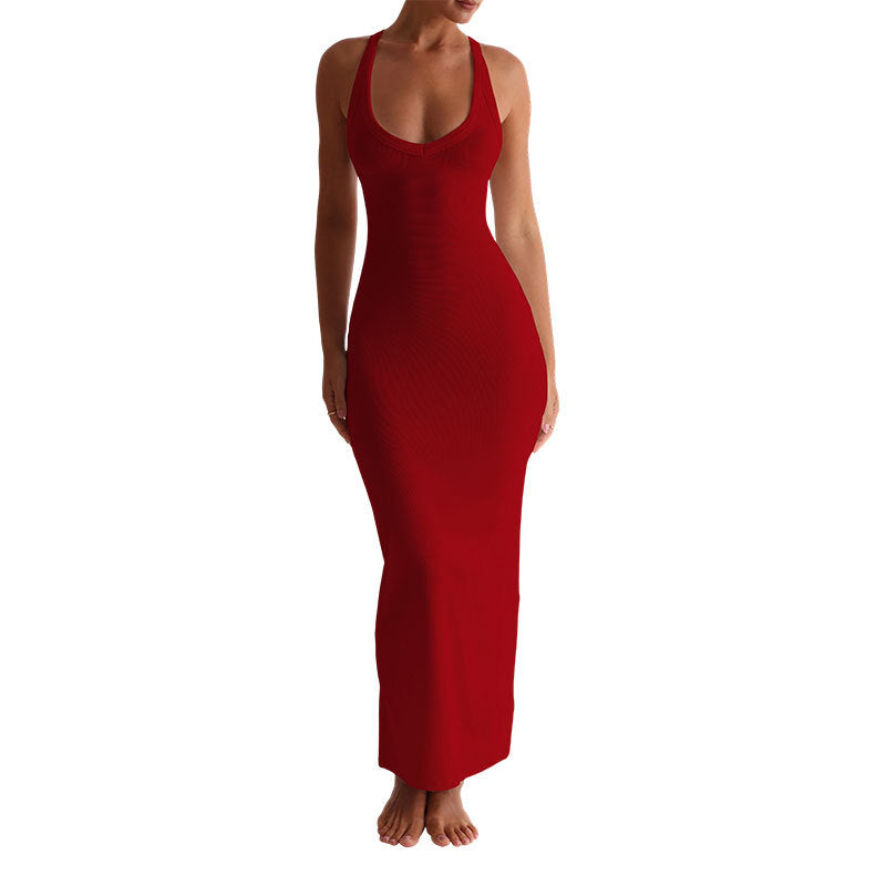 Robe Femme Dos Nu Sans Bretelles Ajustée Sexy