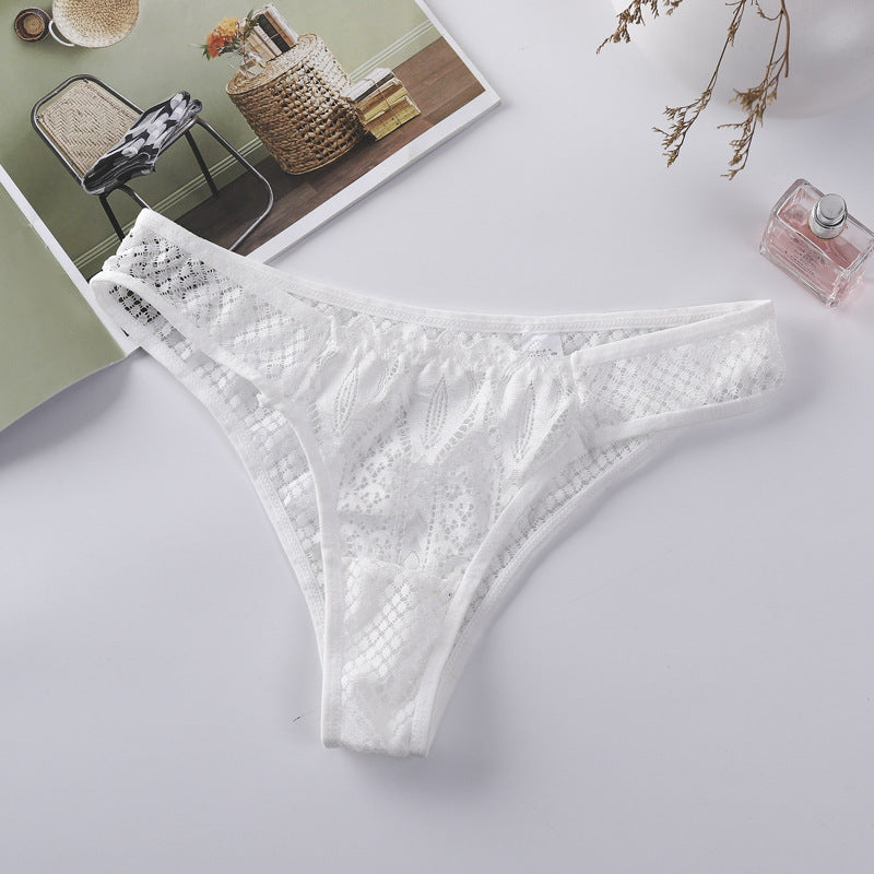 Culotte Femme en Dentelle Transparente Découpée
