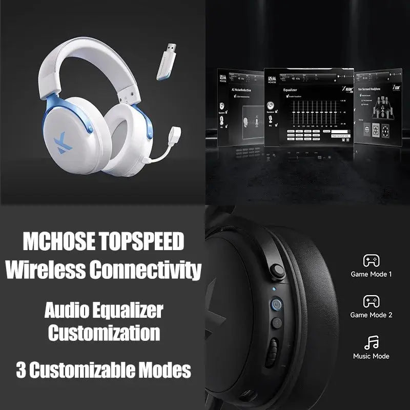 Professionelles kabelloses 7.1 Gaming-Headset - TOPSPEED, 4 Modi, KI-Mikrofon