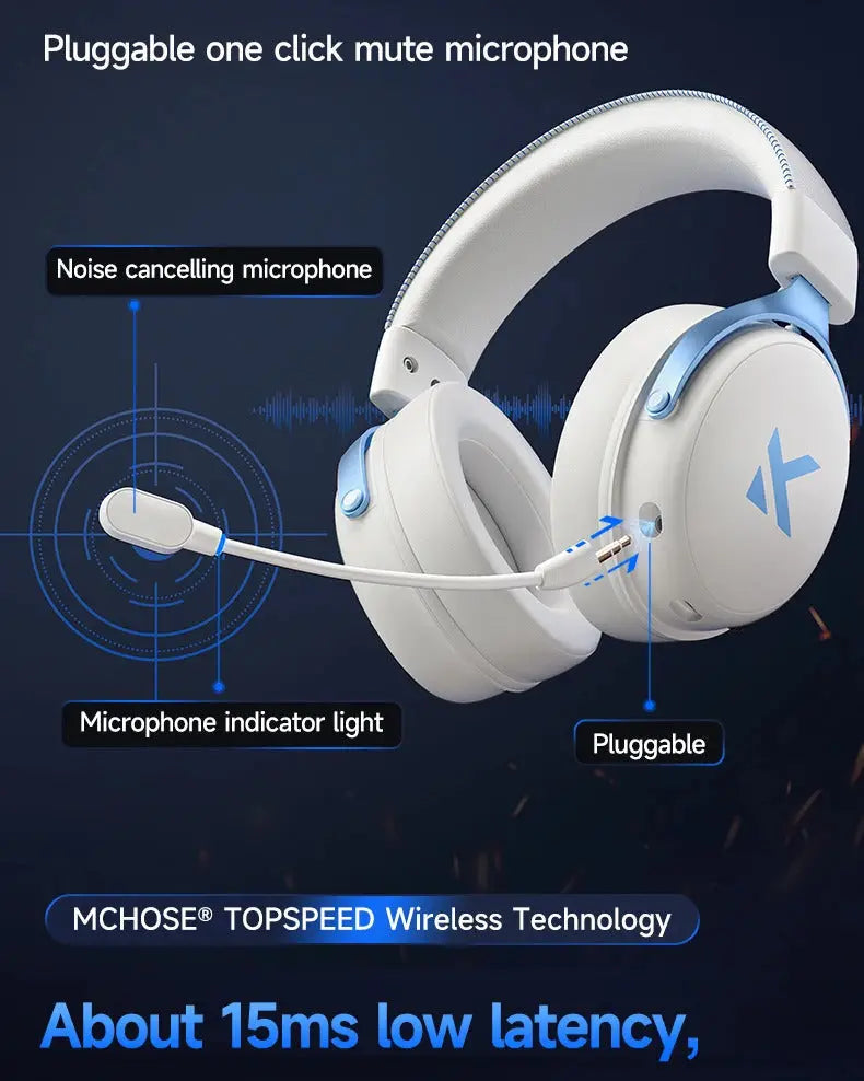 Professionelles kabelloses 7.1 Gaming-Headset - TOPSPEED, 4 Modi, KI-Mikrofon