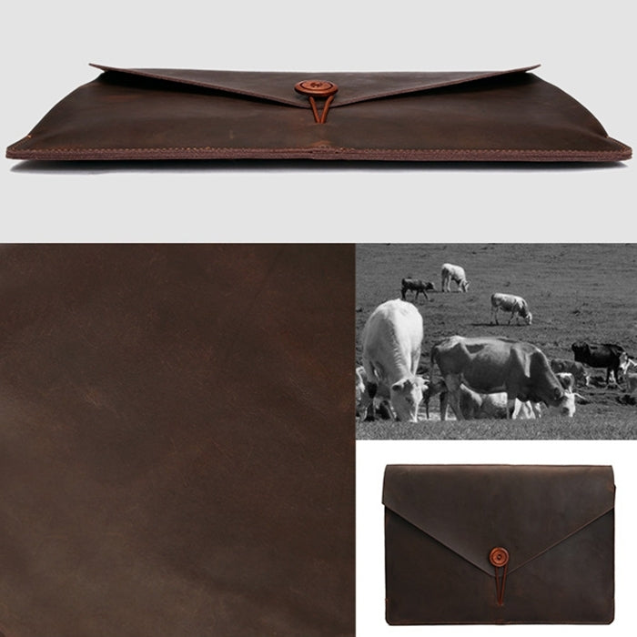 Universelle Echtleder Business Laptop Tablet Tasche, für 13,3 Zoll und kleinere Macbooks, Samsung, Lenovo, Sony, DELL Alienware, CHUWI, ASUS, HP (Gelb)