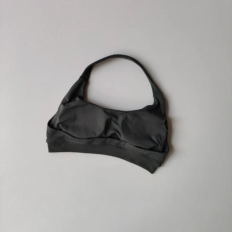 Soutien-gorge de sport rembourré – Soutien-gorge d'entraînement sans couture antichoc avec bretelles tour de cou, maintien moyen