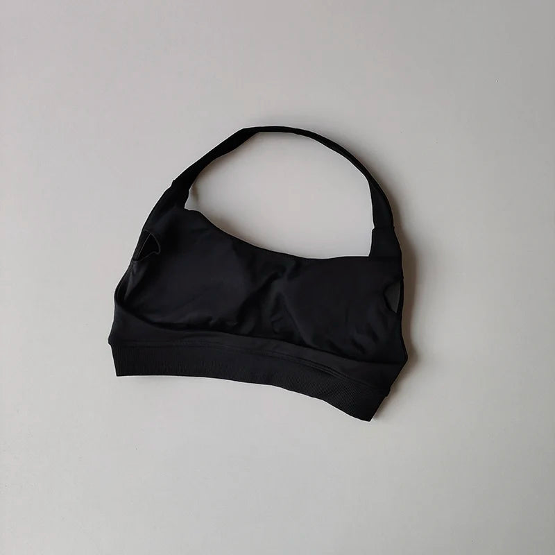 Soutien-gorge de sport rembourré – Soutien-gorge d'entraînement sans couture antichoc avec bretelles tour de cou, maintien moyen