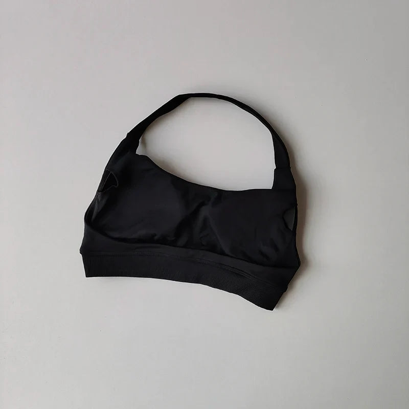Soutien-gorge de sport rembourré – Soutien-gorge d'entraînement sans couture antichoc avec bretelles tour de cou, maintien moyen