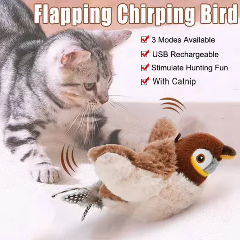 Heißes simuliertes Vogel-Katzenspielzeug Interaktives Spielzeug Hund wiederaufladbarer zwitschernder flatternder Vogel (nicht fliegend) Berührungsaktiviertes Plüsch-Haustierspielzeug