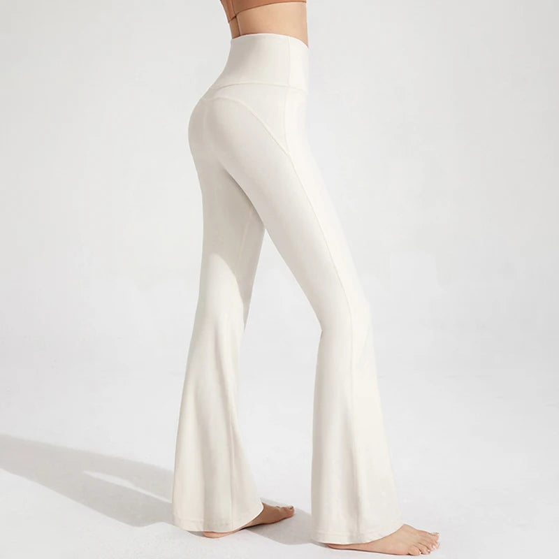 Hoch taillierte Yogahose für Outdoor-Running und Fitness - Hüfthebendes Schlaghosen-Design