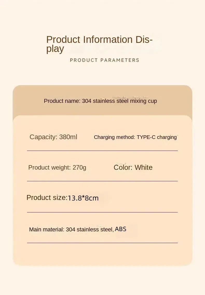 Elektrischer selbstrührender Kaffeebecher 380ML USB wiederaufladbar
