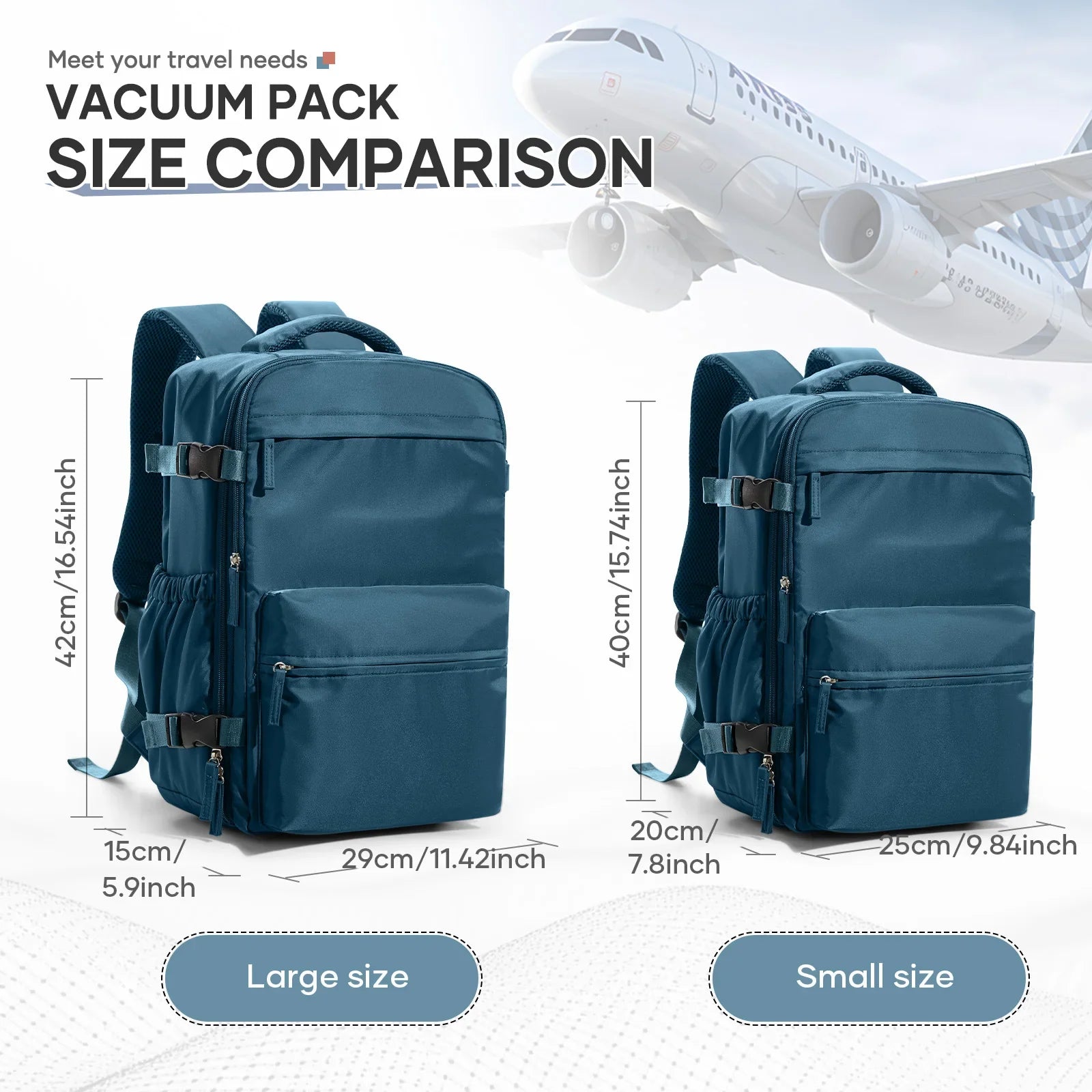 Vakuum-Kompressions-Reiserucksack – erweiterbares Handgepäck, 20–35 l