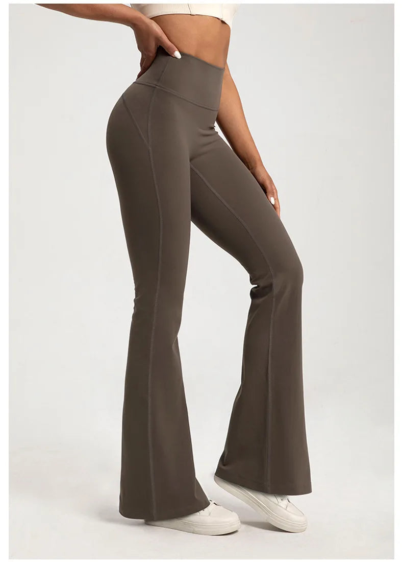 Hoch taillierte Yogahose für Outdoor-Running und Fitness - Hüfthebendes Schlaghosen-Design