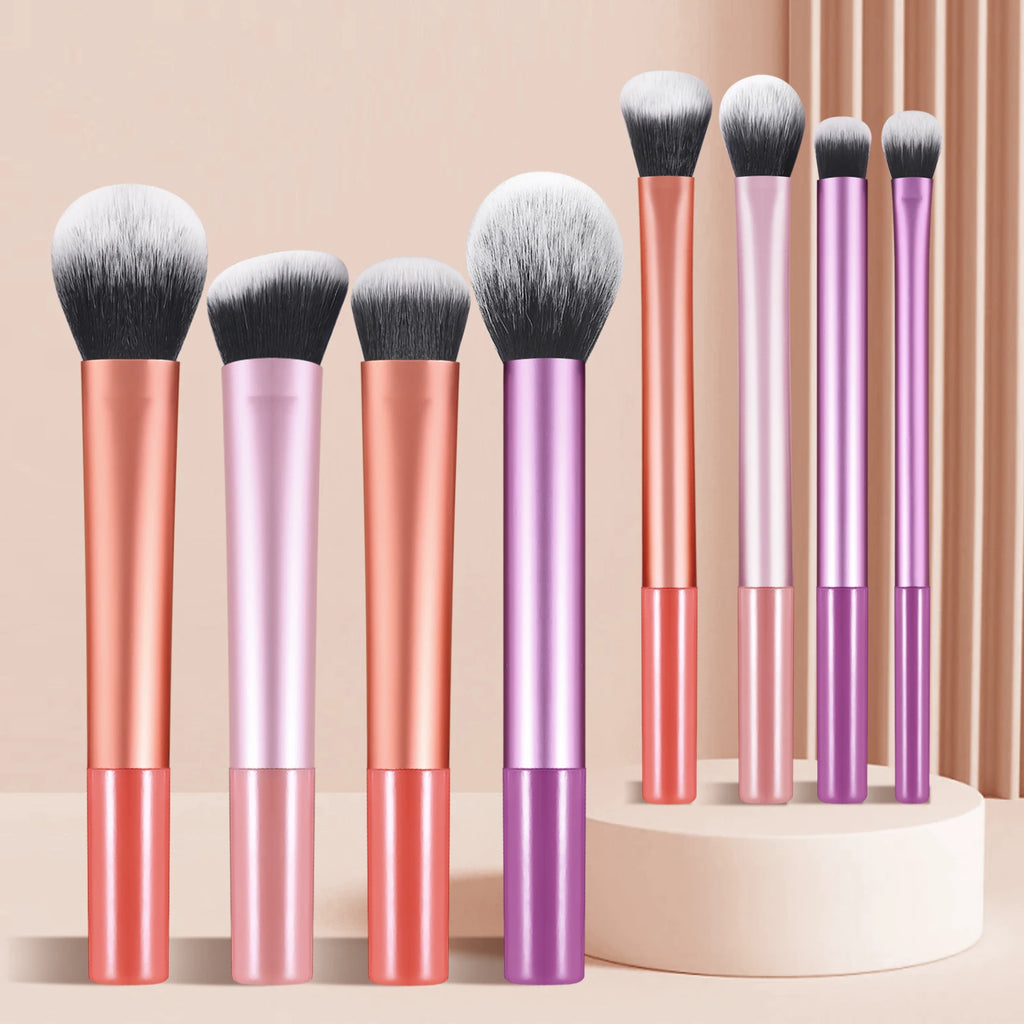 Kit de 8 pinceaux de maquillage, poils synthétiques doux, pour fond de teint, blush, fard à paupières, outils cosmétiques