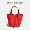 Damen Leder Eimer Tasche - Handtasche aus echtem Leder | Große Tragetasche mit silbernen Beschlägen