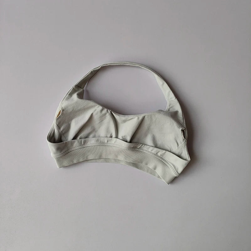 Soutien-gorge de sport rembourré – Soutien-gorge d'entraînement sans couture antichoc avec bretelles tour de cou, maintien moyen