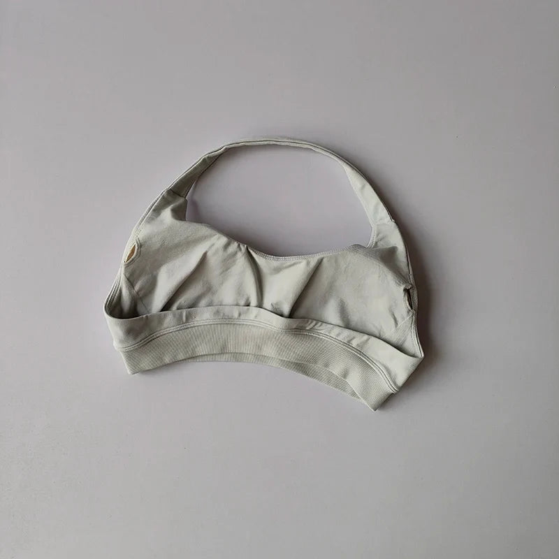 Soutien-gorge de sport rembourré – Soutien-gorge d'entraînement sans couture antichoc avec bretelles tour de cou, maintien moyen