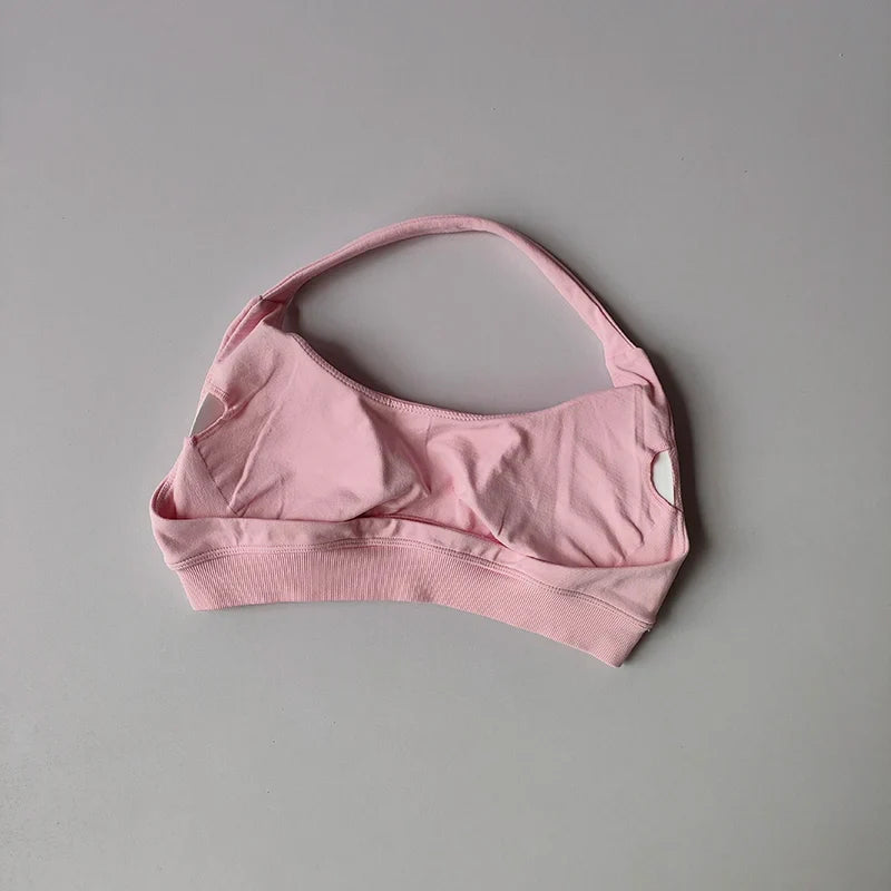 Soutien-gorge de sport rembourré – Soutien-gorge d'entraînement sans couture antichoc avec bretelles tour de cou, maintien moyen