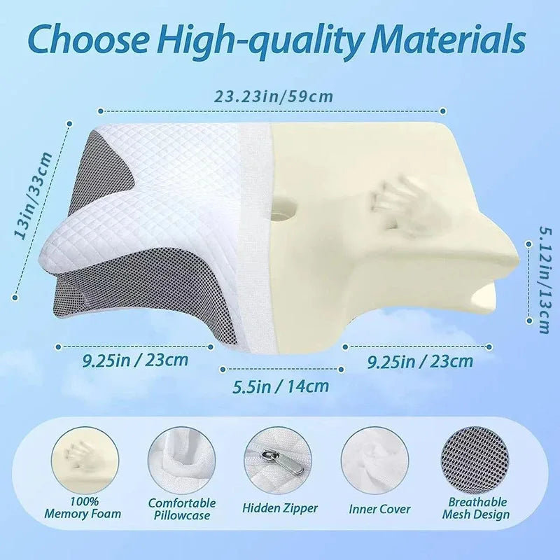 Neues 2-in-1 Ergonomisches Memory Foam Kissen, Hilfe bei Schlaf, Nackenschutz, zervikales orthopädisches Reise-Nackenkissen zum Schlafen für Zuhause