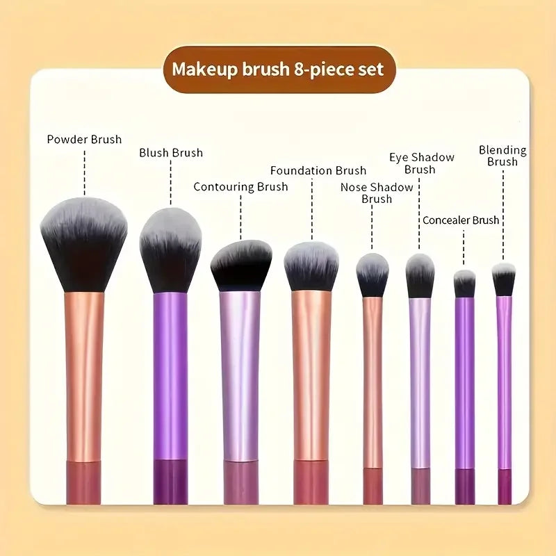 8tlg. Make-up Pinsel-Set, weiche, synthetische Haare, Make-up Pinsel für Foundation, Rouge, Lidschatten, Kosmetik-Make-up-Tools