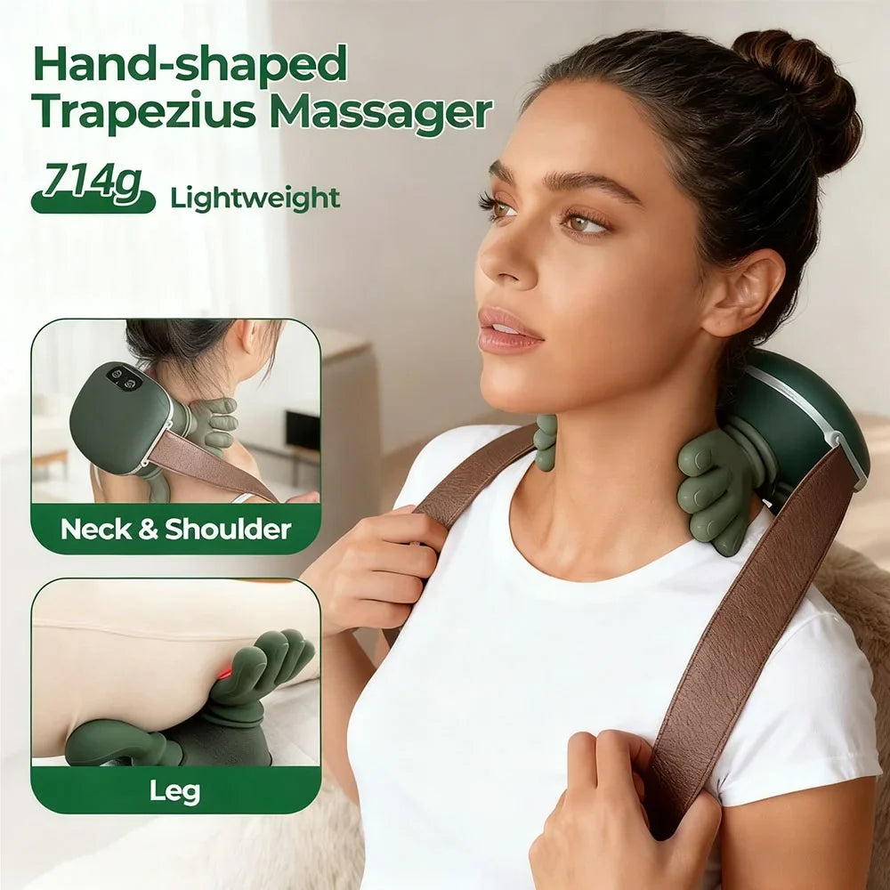 Kabelloses 4D Nacken- & Schultermassagegerät – Bionisches Finger-Gerät zur Massage von Halswirbelsäule & Trapezmuskel