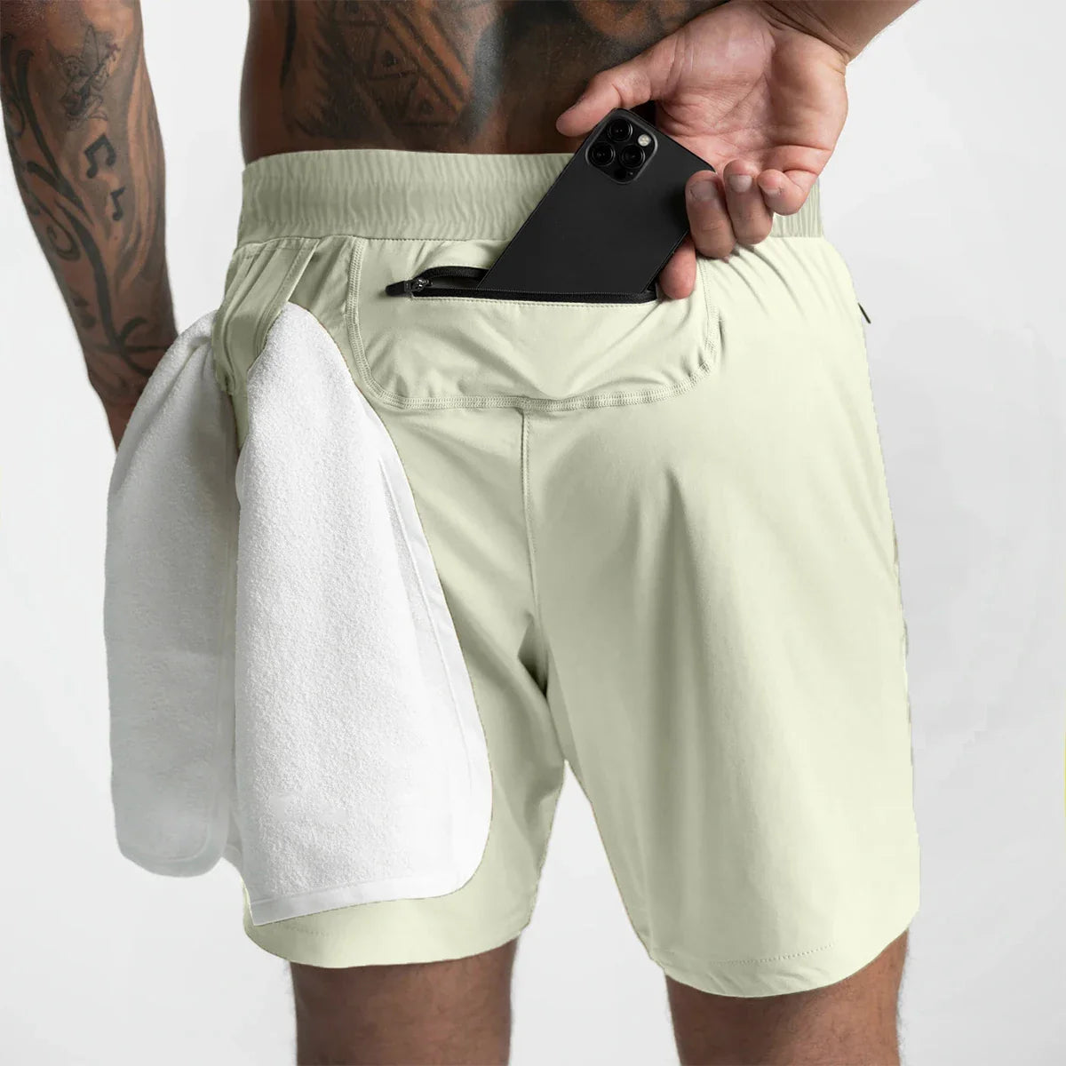 2024 Herren Laufshorts Einlagig Gewebt Schnell Trocknend Fitnessstudio Einfarbig Fitness Sport Freizeit Training Sportbekleidung Fünfpunkt-Hose Neu
