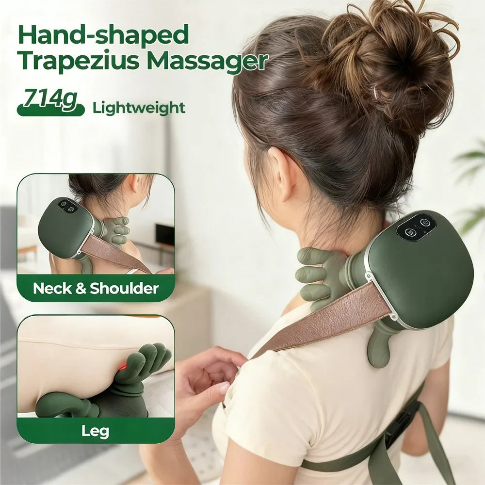Kabelloses 4D Nacken- & Schultermassagegerät – Bionisches Finger-Gerät zur Massage von Halswirbelsäule & Trapezmuskel