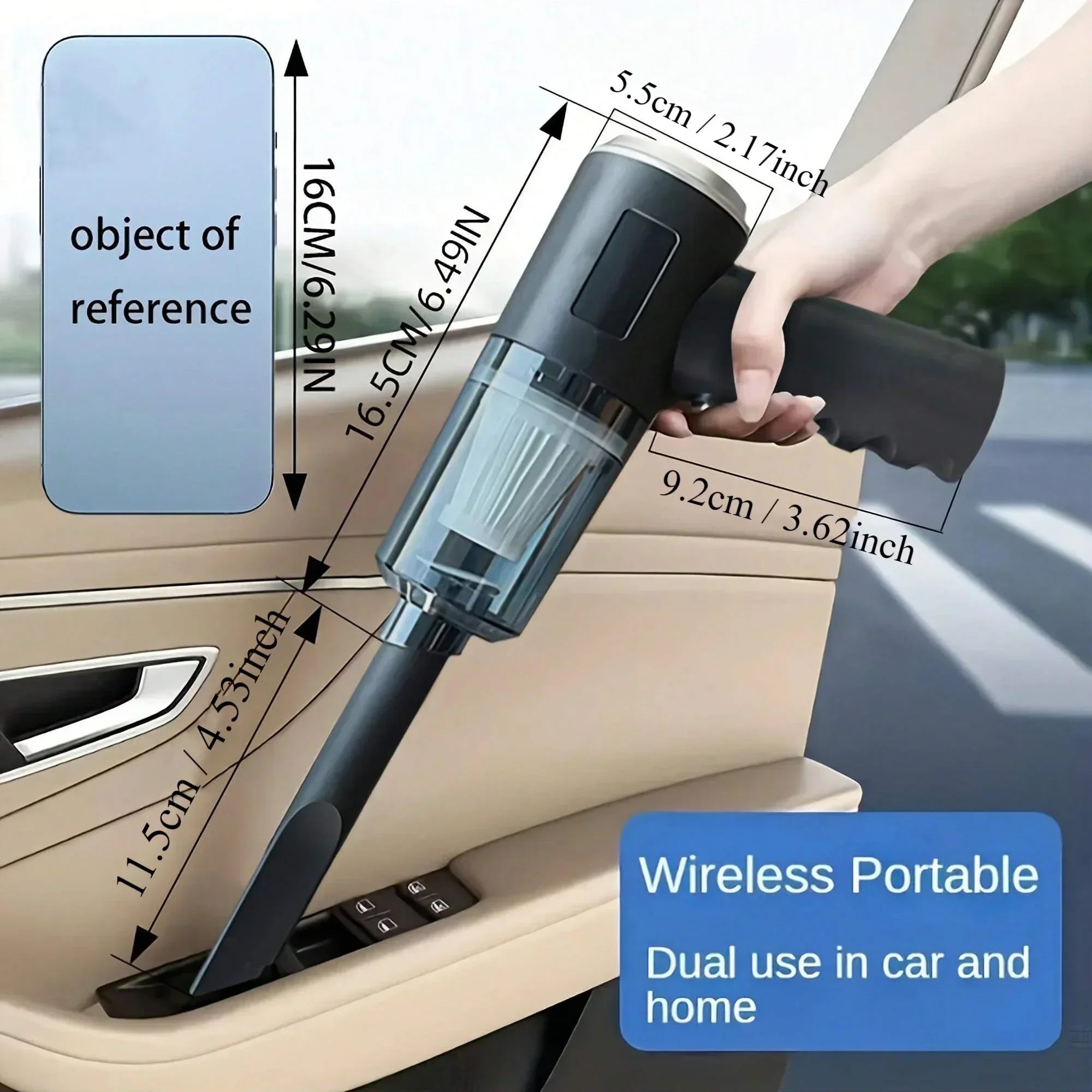 120W Hochleistungs-Kabelloser Autostaubsauger - Tragbarer Handstaubsauger für Zuhause & Auto | 2-in-1 Dual-Use Tiefenreinigungsmaschine, Schwarz