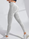 Nahtlose Damen-Gym-High-Waist-Yogahose, Hüftstraffung, Outdoor-Sport, enge Taille, Buchstabe, Sandgewaschene Hose, Trainings-Yoga-Leggings