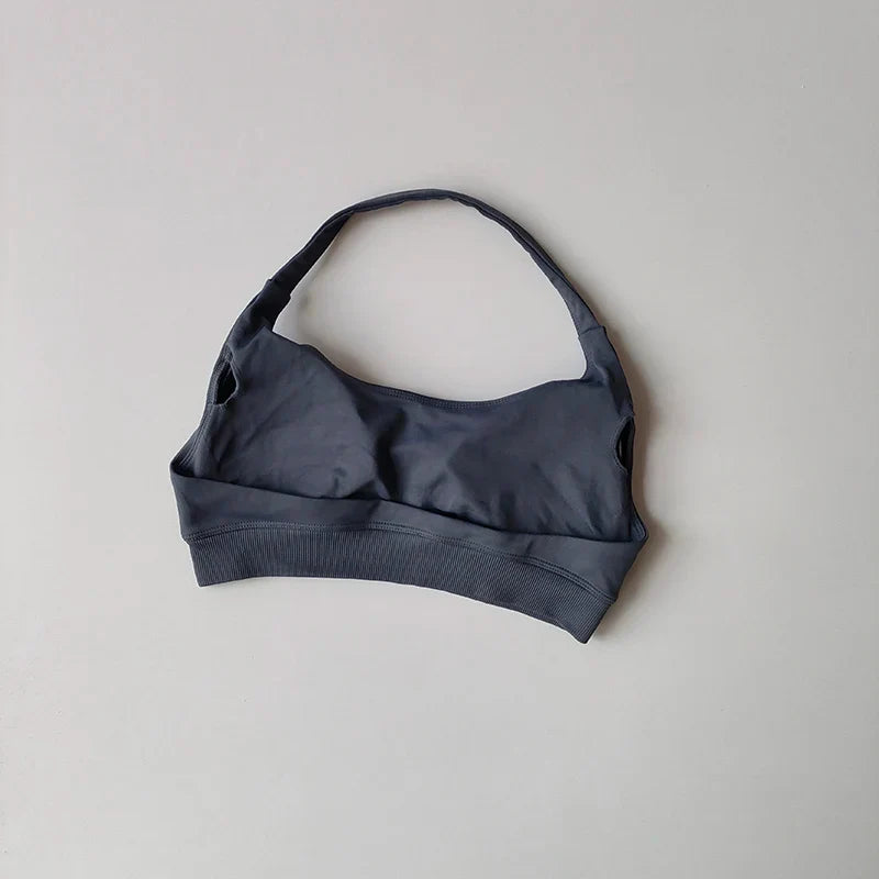 Soutien-gorge de sport rembourré – Soutien-gorge d'entraînement sans couture antichoc avec bretelles tour de cou, maintien moyen