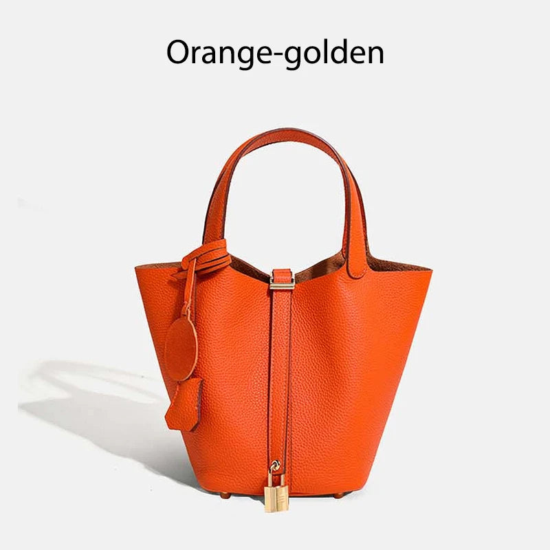 Sac Seau en Cuir pour Femme - Sac à Main en Cuir Véritable | Grand Sac Fourre-Tout avec Ferrure Argentée