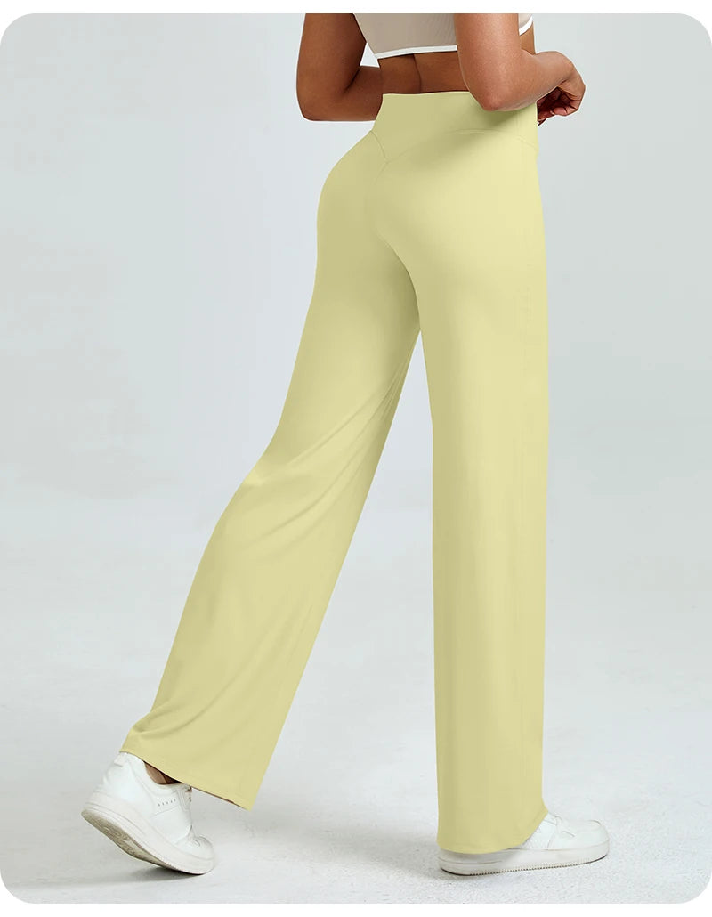 Pantalon de yoga droit taille haute pour femmes