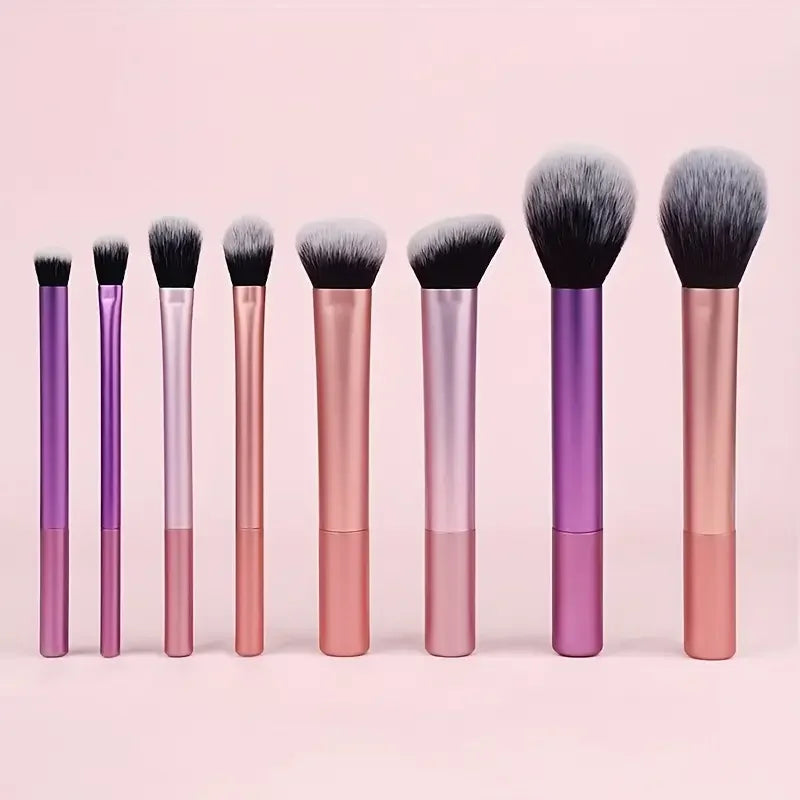Kit de 8 pinceaux de maquillage, poils synthétiques doux, pour fond de teint, blush, fard à paupières, outils cosmétiques