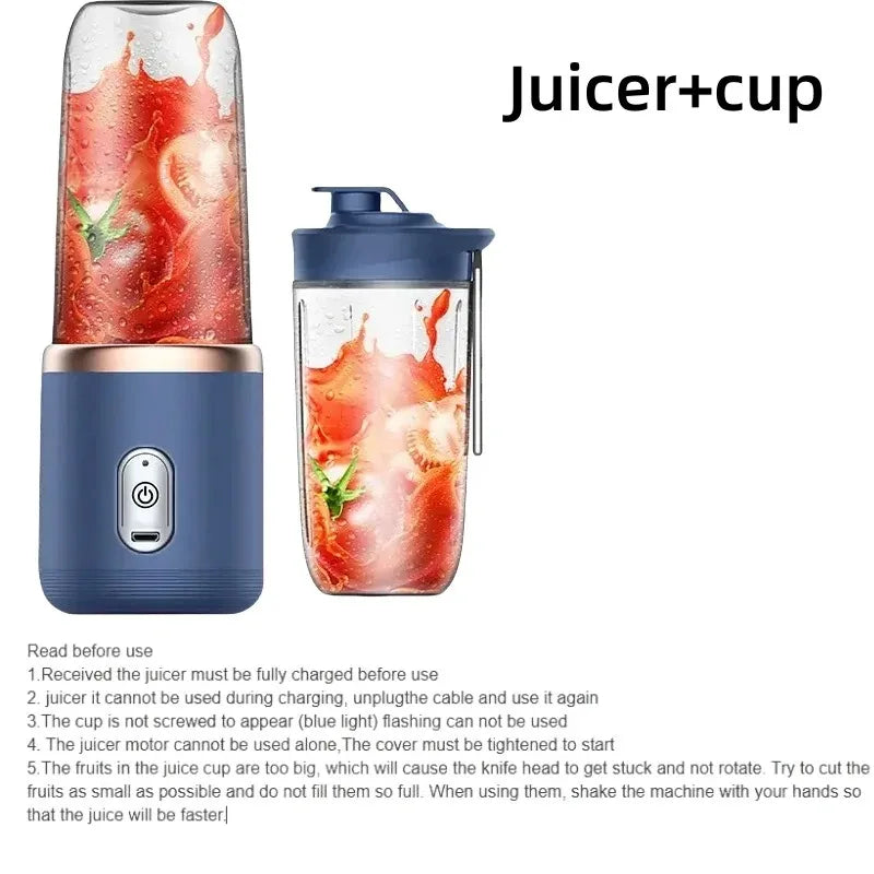 6 Farben 400ml Tragbarer USB Mixer Elektrischer Reise-Entsafterbecher für Smoothies Milchshakes Küchen-Mini-Mixer-Werkzeug