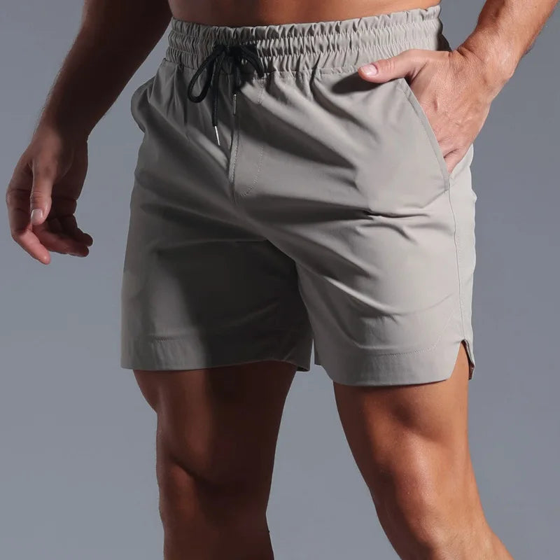 Athletische Shorts mit Kordelzug in Schiefergrau
