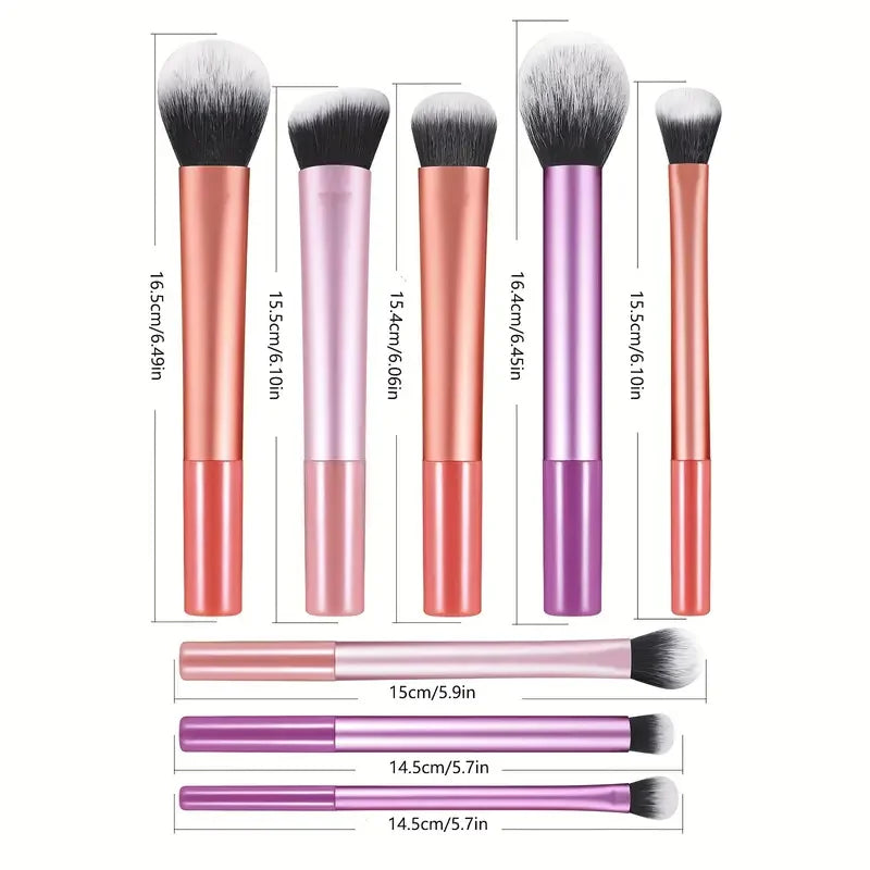 Kit de 8 pinceaux de maquillage, poils synthétiques doux, pour fond de teint, blush, fard à paupières, outils cosmétiques
