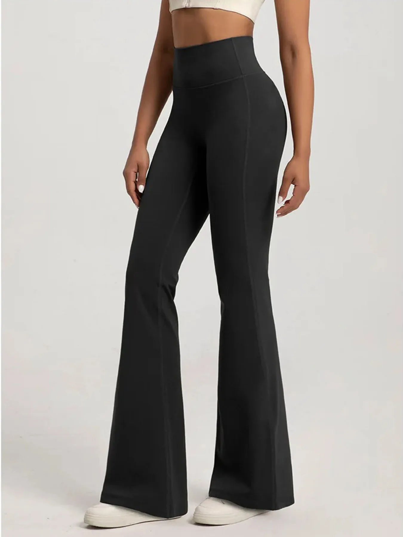 Hoch taillierte Yogahose für Outdoor-Running und Fitness - Hüfthebendes Schlaghosen-Design