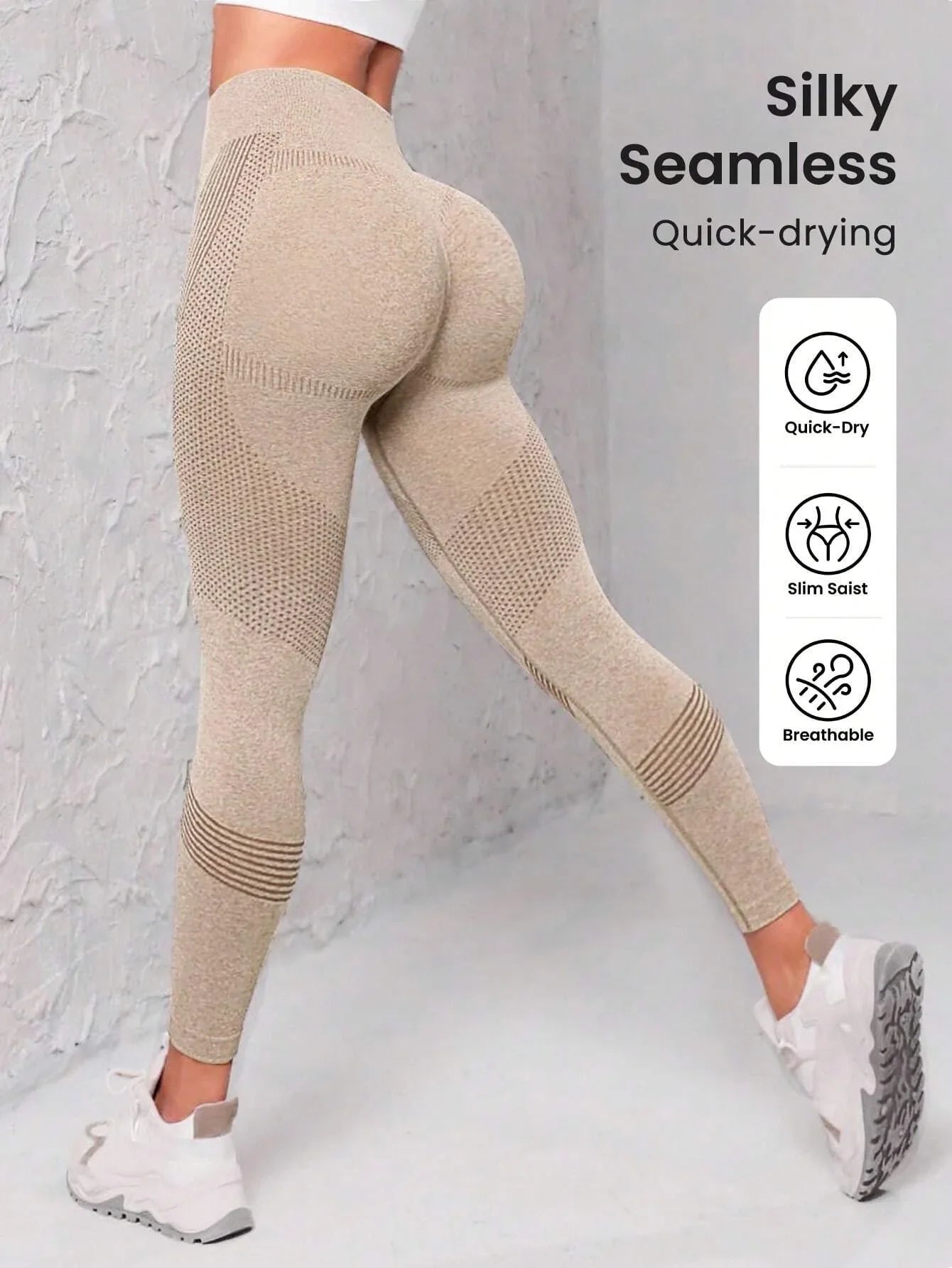 Nahtlose Sportleggings mit breitem Bund
