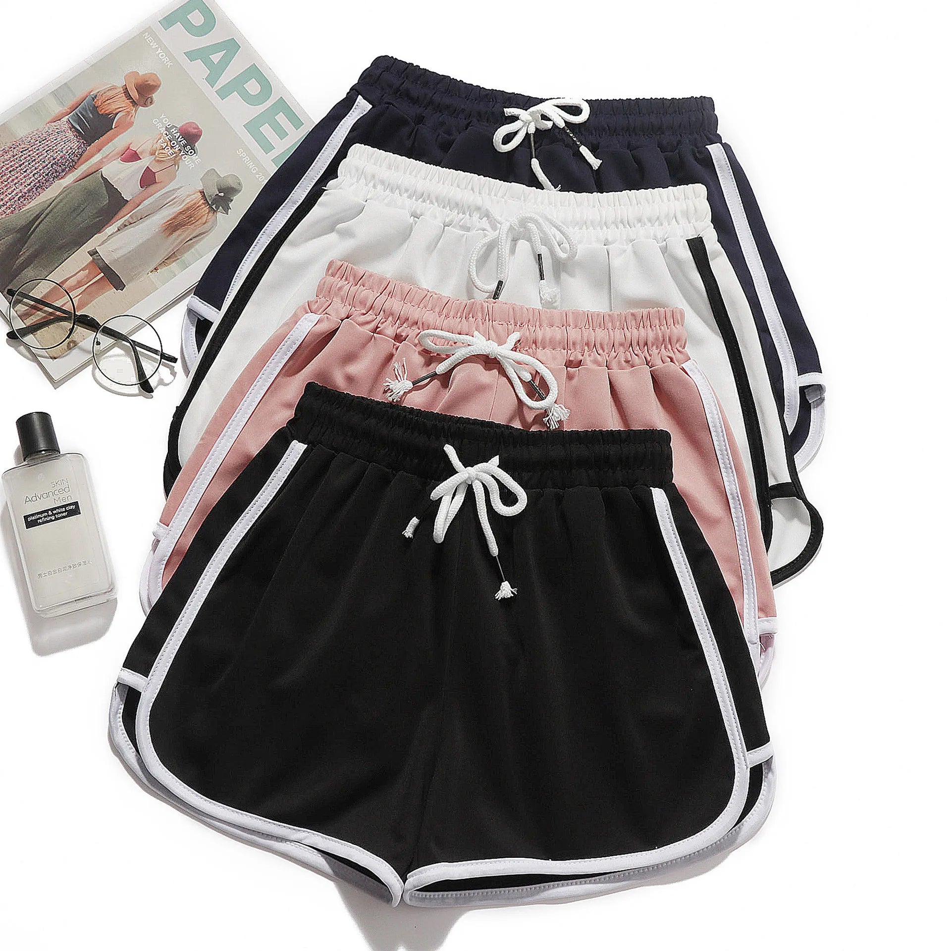 Damen Yoga Shorts Sommer Oberbekleidung mittelhohe Freizeithose lockere gerade Hose Damen stilvolle dünne atmungsaktive weite Bein Gym Shorts