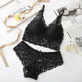 Ensemble soutien-gorge sans armatures et culotte en dentelle florale