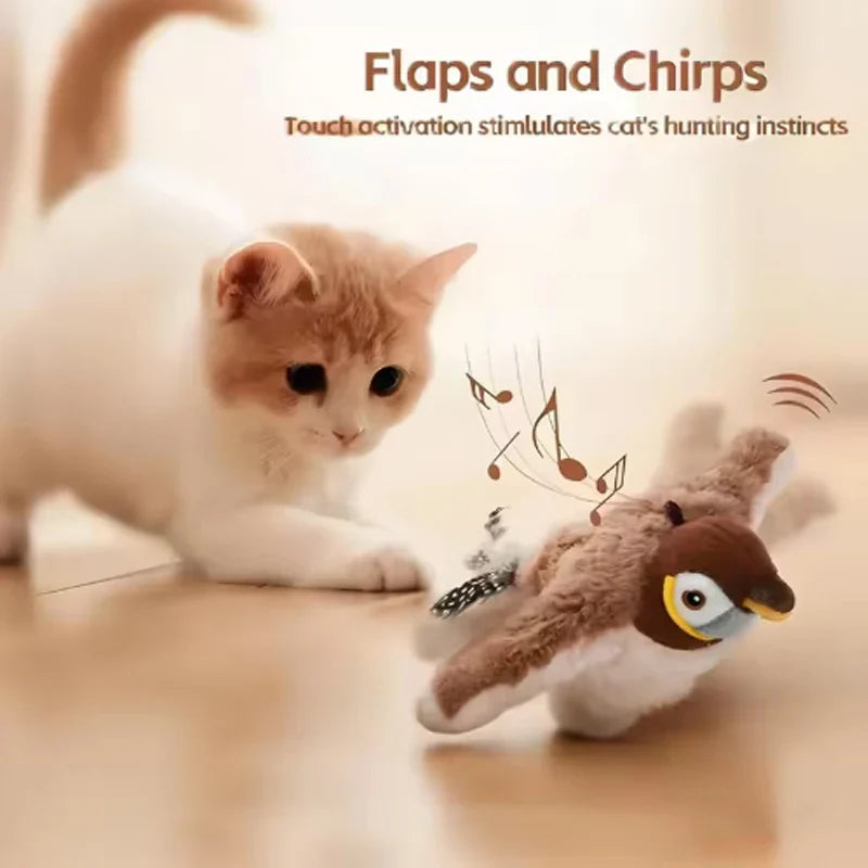 Heißes simuliertes Vogel-Katzenspielzeug Interaktives Spielzeug Hund wiederaufladbarer zwitschernder flatternder Vogel (nicht fliegend) Berührungsaktiviertes Plüsch-Haustierspielzeug