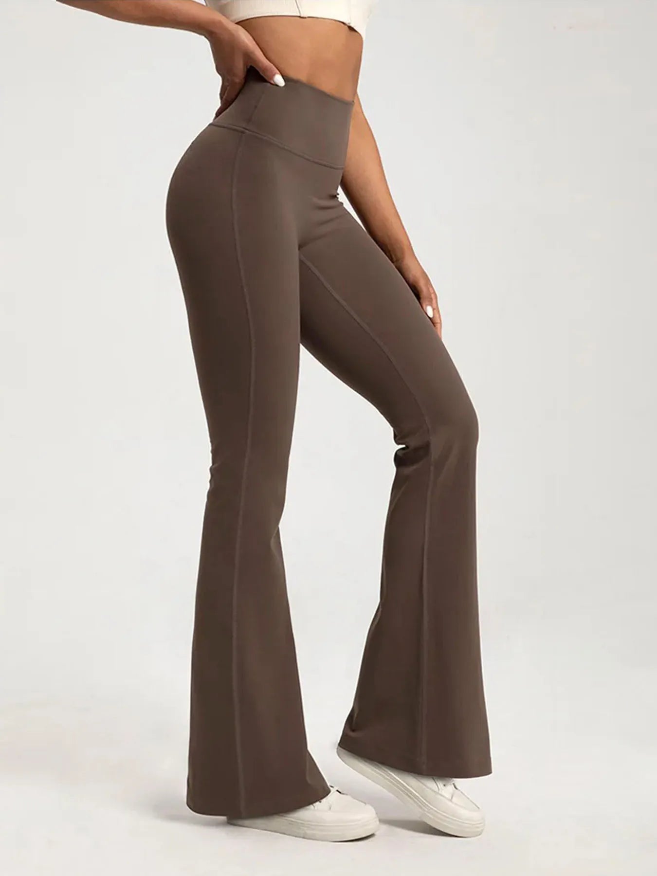 Hoch taillierte Yogahose für Outdoor-Running und Fitness - Hüfthebendes Schlaghosen-Design
