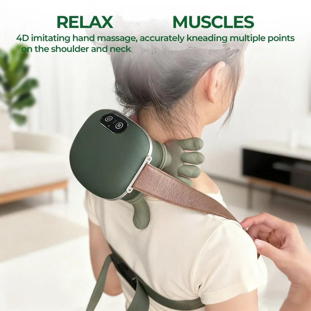 Kabelloses 4D Nacken- & Schultermassagegerät – Bionisches Finger-Gerät zur Massage von Halswirbelsäule & Trapezmuskel
