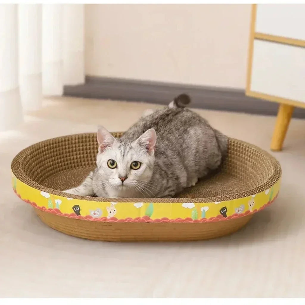 Griffoir pour chat, protection de meubles, jouets à griffer, papier ondulé ovale, résistant à l'usure, nid pour chat, accessoires pour chat